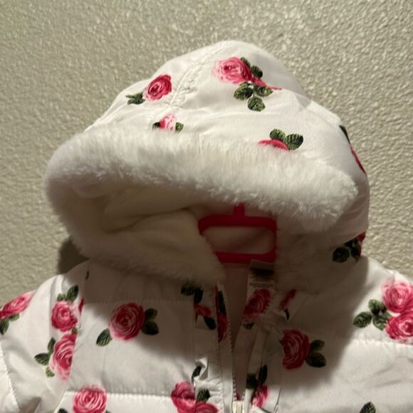 NWOT Little Me Infant Puffer Jacket w/ Roses Rose Size 12M - Picture 6 of 12